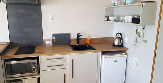 waterfront studio kitchenette